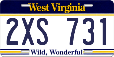 WV license plate 2XS731
