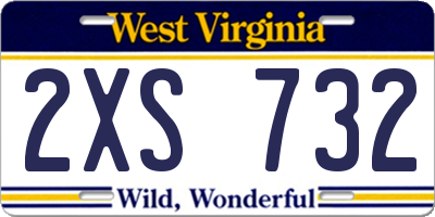 WV license plate 2XS732