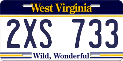 WV license plate 2XS733
