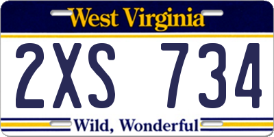 WV license plate 2XS734