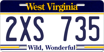 WV license plate 2XS735
