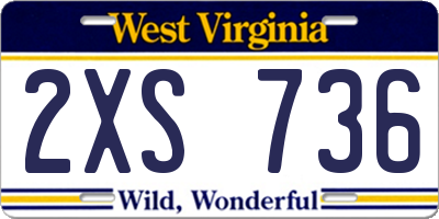 WV license plate 2XS736