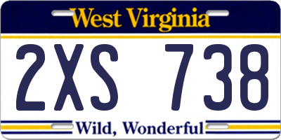 WV license plate 2XS738