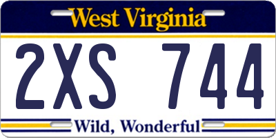 WV license plate 2XS744