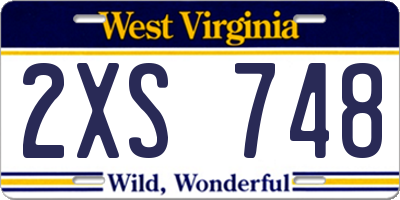 WV license plate 2XS748