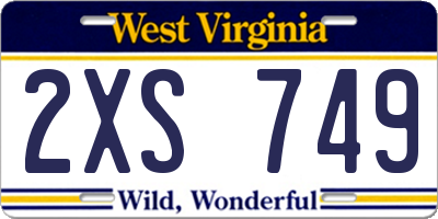 WV license plate 2XS749