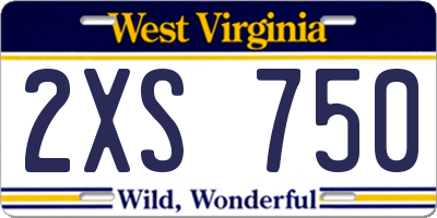 WV license plate 2XS750