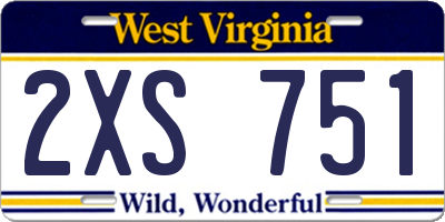 WV license plate 2XS751