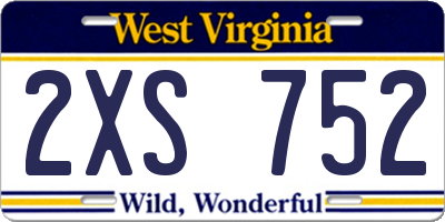 WV license plate 2XS752