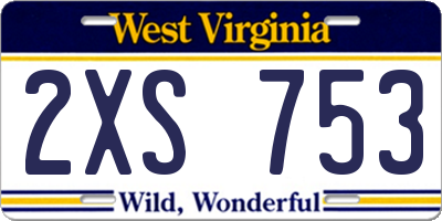 WV license plate 2XS753