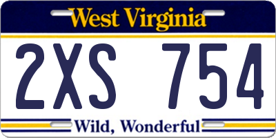WV license plate 2XS754