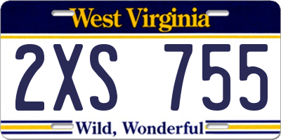 WV license plate 2XS755