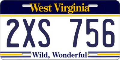 WV license plate 2XS756