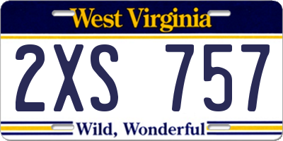 WV license plate 2XS757
