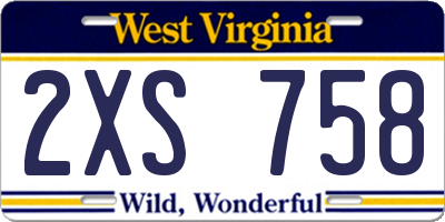 WV license plate 2XS758