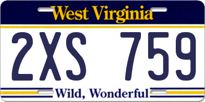 WV license plate 2XS759