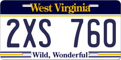 WV license plate 2XS760