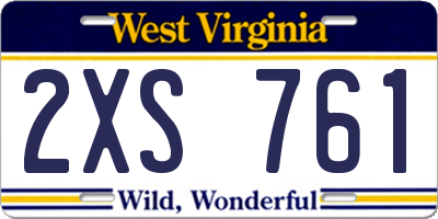 WV license plate 2XS761