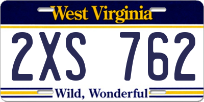 WV license plate 2XS762