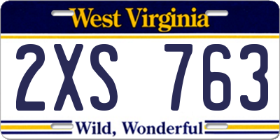 WV license plate 2XS763