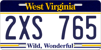 WV license plate 2XS765