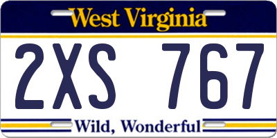WV license plate 2XS767