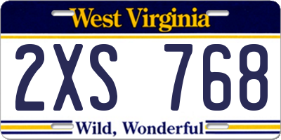 WV license plate 2XS768