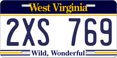 WV license plate 2XS769