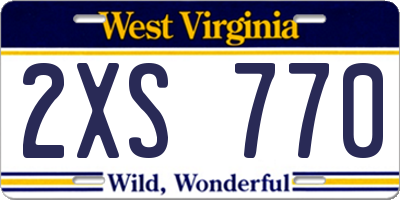 WV license plate 2XS770