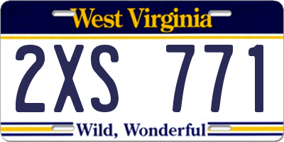 WV license plate 2XS771