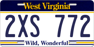 WV license plate 2XS772