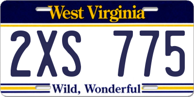 WV license plate 2XS775