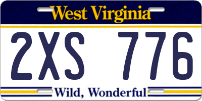 WV license plate 2XS776