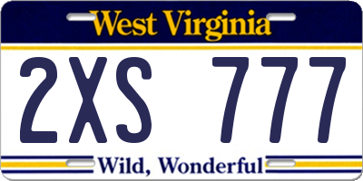 WV license plate 2XS777