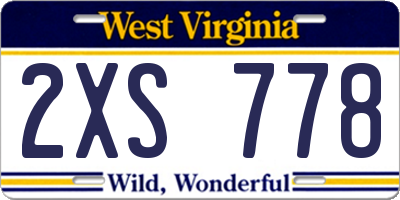 WV license plate 2XS778