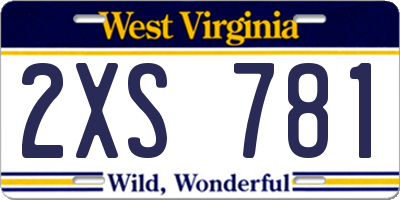 WV license plate 2XS781