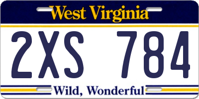 WV license plate 2XS784