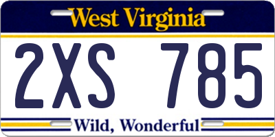 WV license plate 2XS785