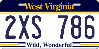 WV license plate 2XS786