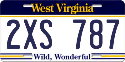 WV license plate 2XS787