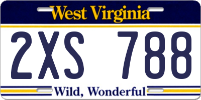 WV license plate 2XS788