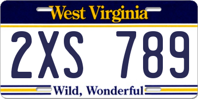 WV license plate 2XS789