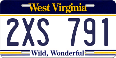 WV license plate 2XS791