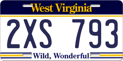 WV license plate 2XS793