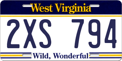WV license plate 2XS794