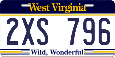 WV license plate 2XS796