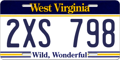 WV license plate 2XS798