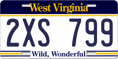 WV license plate 2XS799