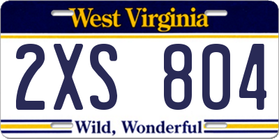 WV license plate 2XS804