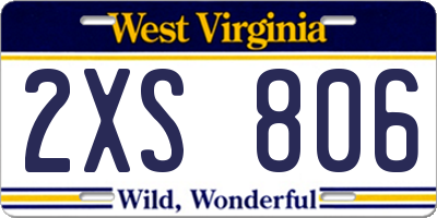 WV license plate 2XS806